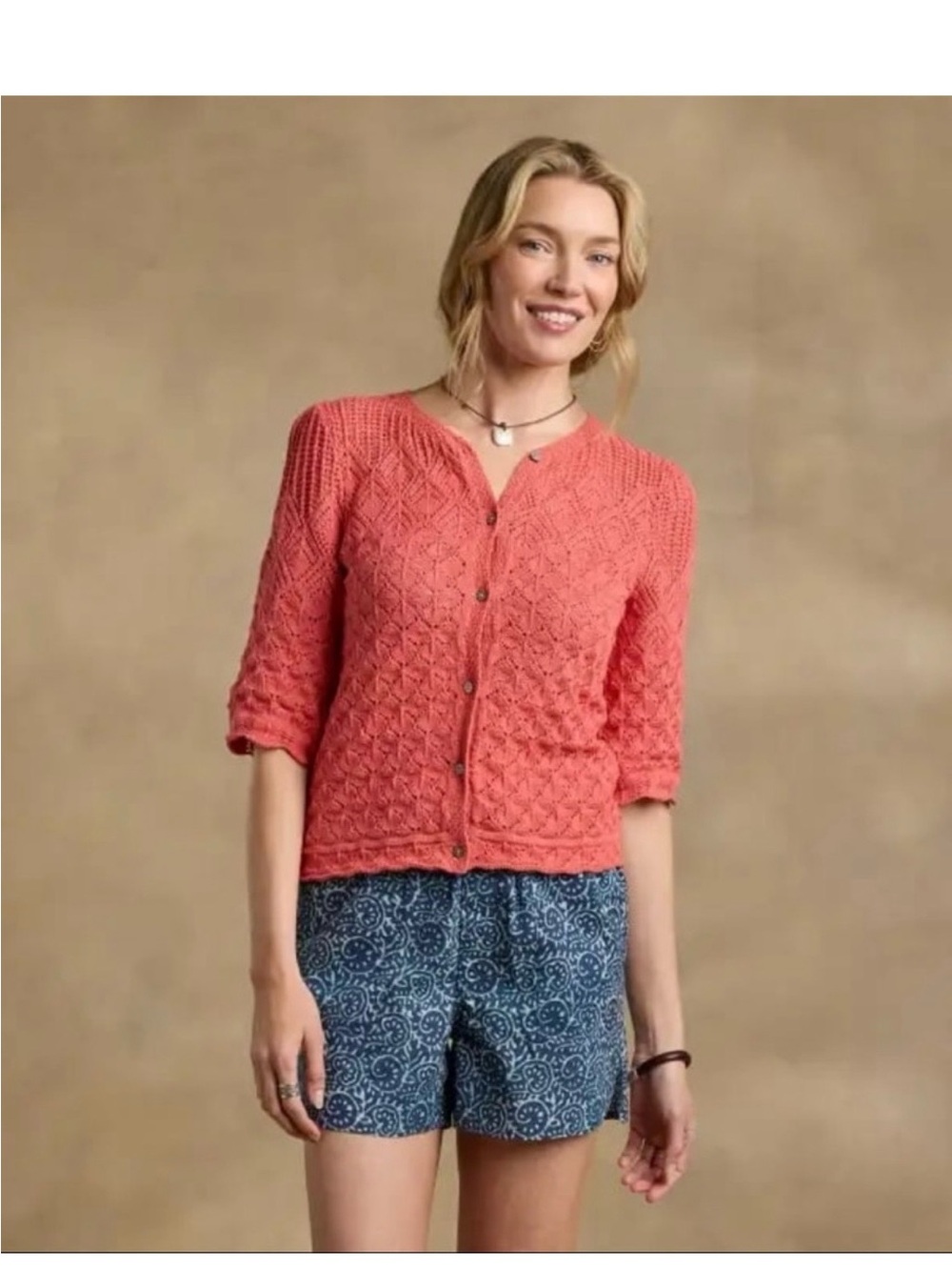 Sundance NWT Coral Knit Button-Front Women's Sweater Cardigan